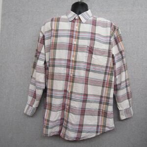 Larro Shirt Mens XLarge Red White Plaid Long Sleeve Pocket Western Rodeo Cowboy